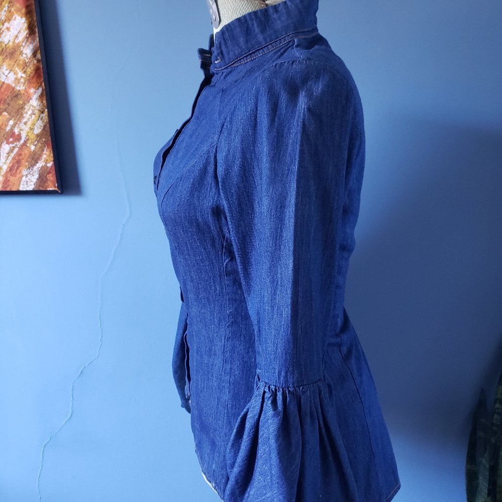Denim Balloon Sleeve Shirt/ Size 38